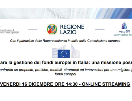 Migliorare la gestione dei fondi europei in Italia: una missione possibile? – venerdì 16 dicembre 2022, ore 14:30